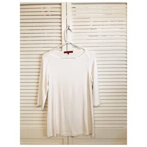 NWT Ryan Roberts Boat Neck 3/4 Length Sleeve White Top